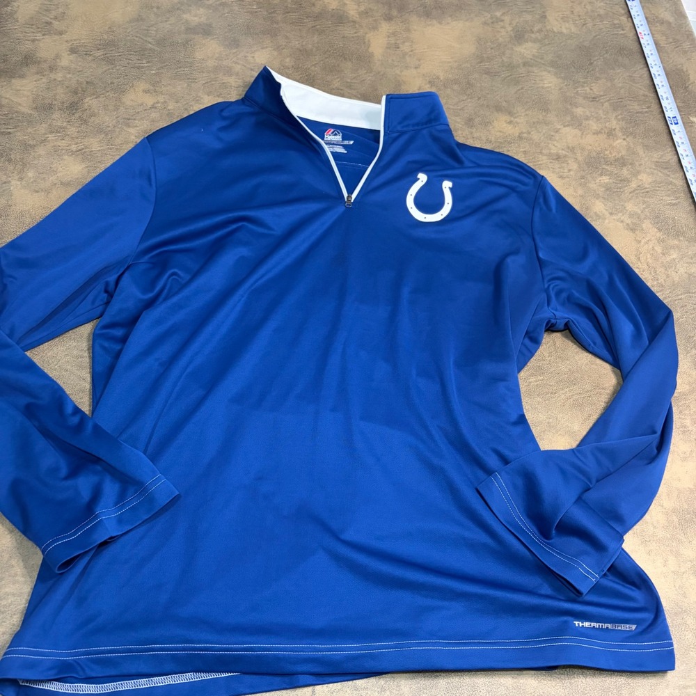 Majestic Pullover Mens 2XL Blue Indianapolis Colts Therma Base Quarter Zip